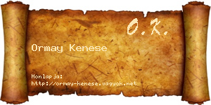 Ormay Kenese névjegykártya